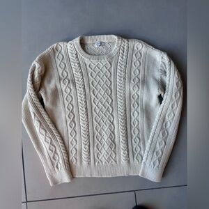 J. Crew Cream Cable Knit Crewneck Sweater